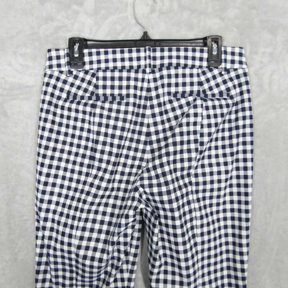 J.Crew Womens Navy Blue White Gingham Check Tapered Ankle Pants Size 8 Workwear - Picture 9 of 11